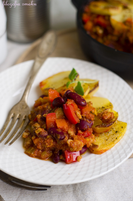 Chili con carne zapiekane z ziemniakami